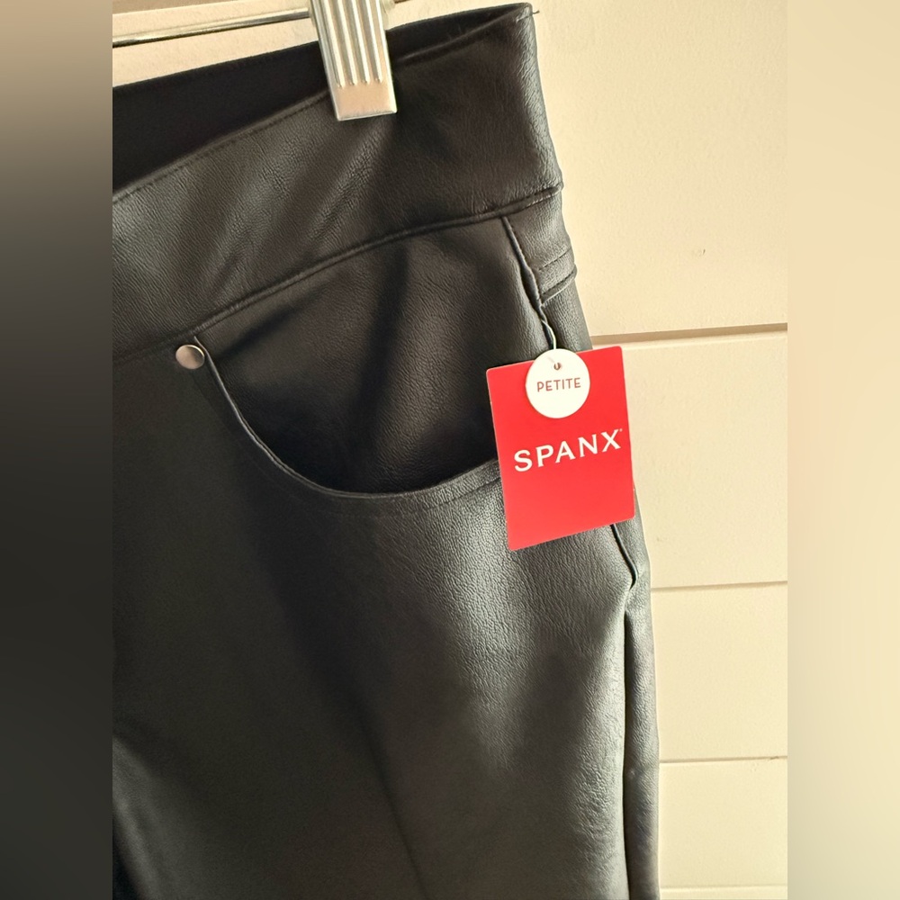 NWT Spanx Faux Vegan Leather Slim Straight Pants in Luxe Black Sz. XL